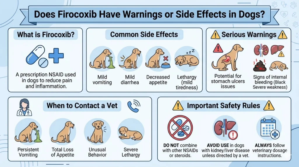 Does Firocoxib Have Warnings or Side Effects in Dogs