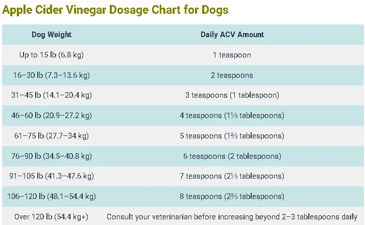 Apple Cider Vinegar Dosage Chart for Dogs