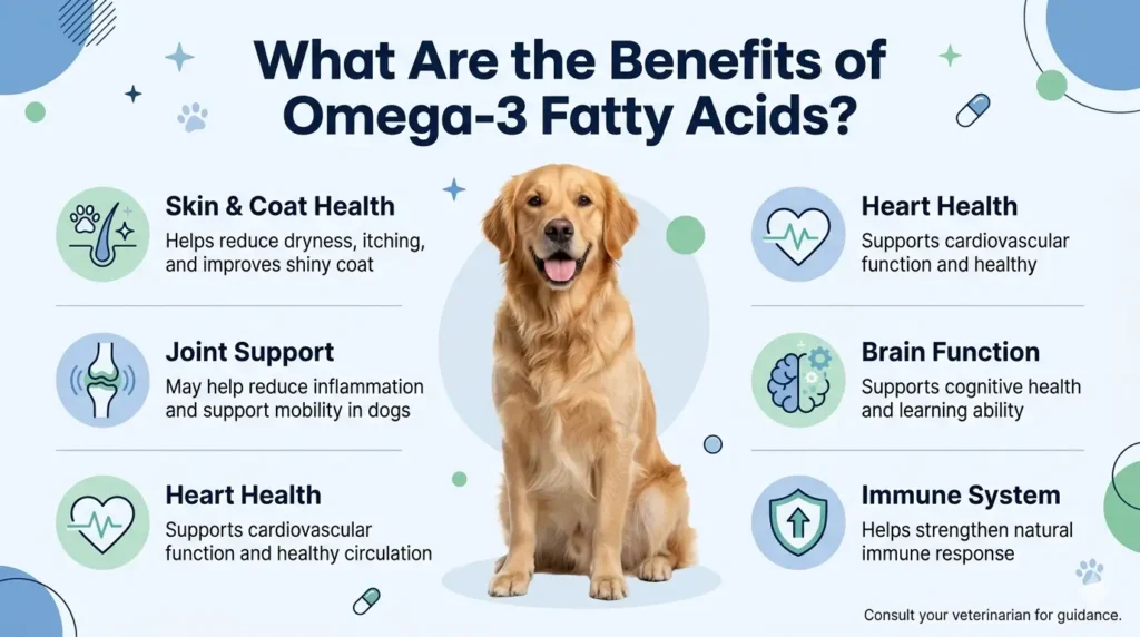 Omega-3 Fatty Acids Dosage For Dogs Calculator & Safe Guide 2 What Are the Benefits of Omega-3 Fatty Acids