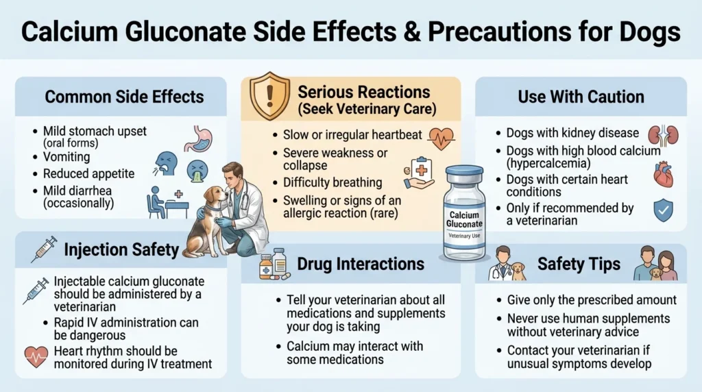 Calcium Gluconate Dosage For Dogs: Calculator & Safe Guide 4 Calcium Gluconate Side Effects and Precautions for Dogs