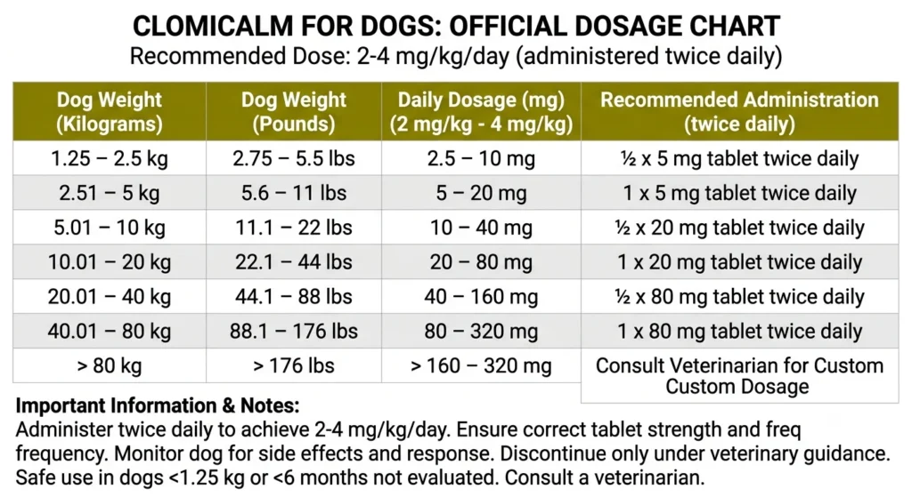 Clomicalm Dosage Chart for Dogs By Weight