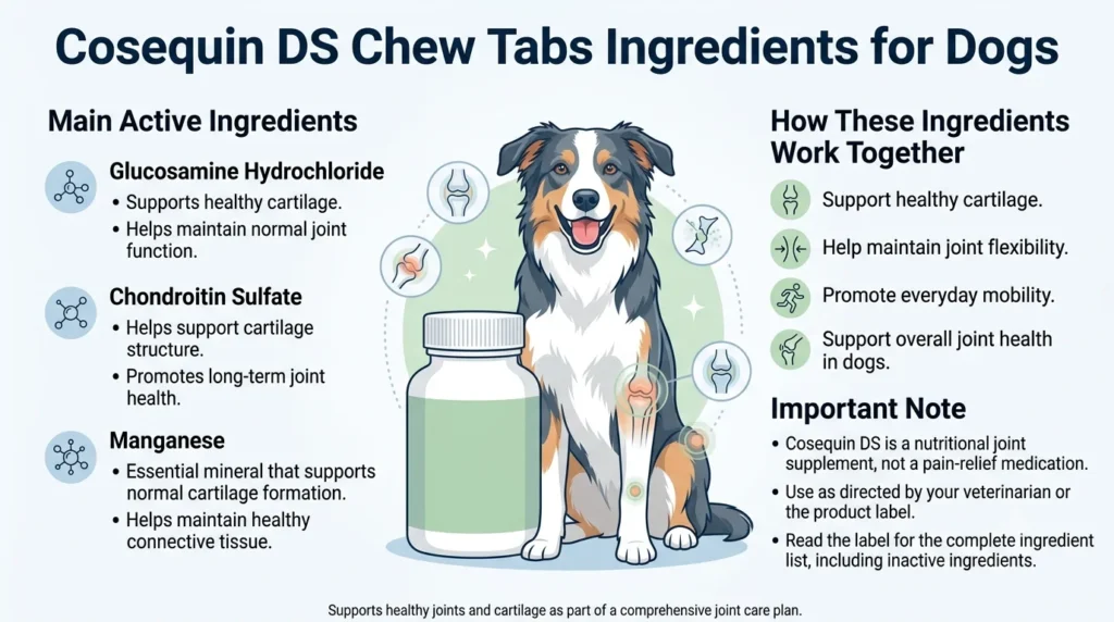 Cosequin DS Dosage For Dogs: Calculator & Safe Guide 4 Cosequin DS Chew Tabs Ingredients