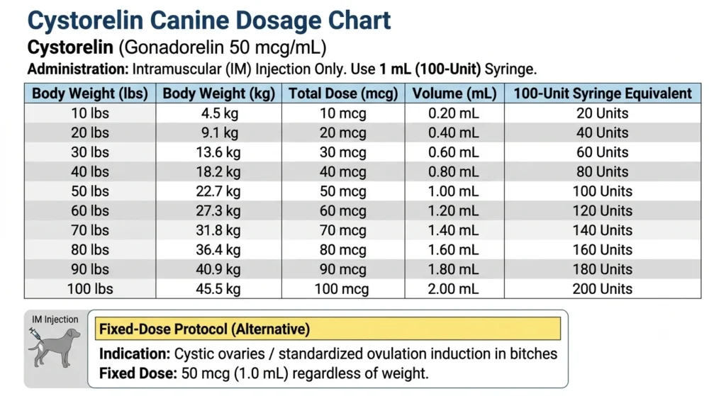 Cystorelin Canine Dosage Chart For Dogs By Weight