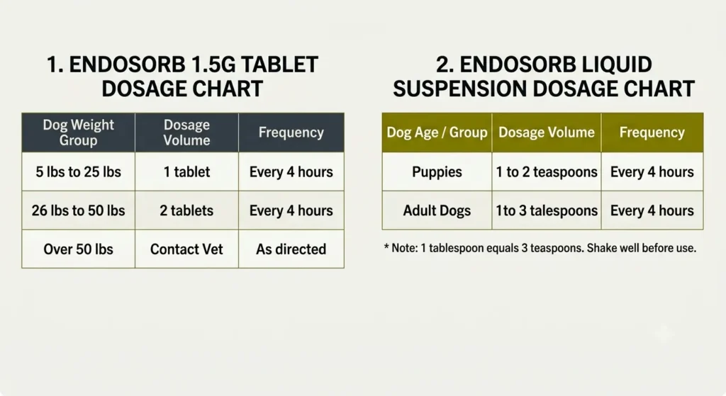 Endosorb Dosage Charts for Dogs