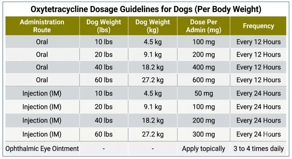 Oxytetracycline Dosage Chart for Dogs By Weight