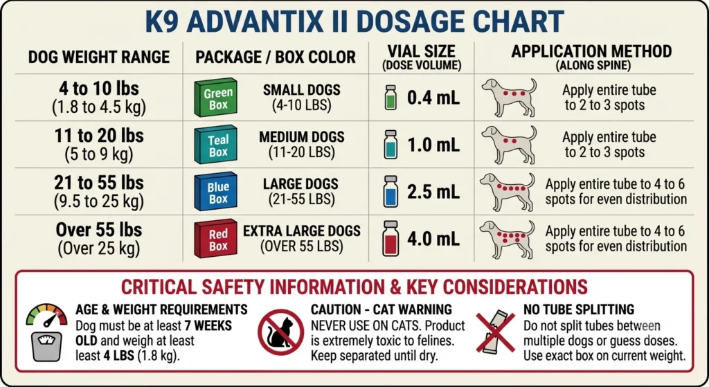 K9 Advantix II Dosage Chart For Dogs By Weight