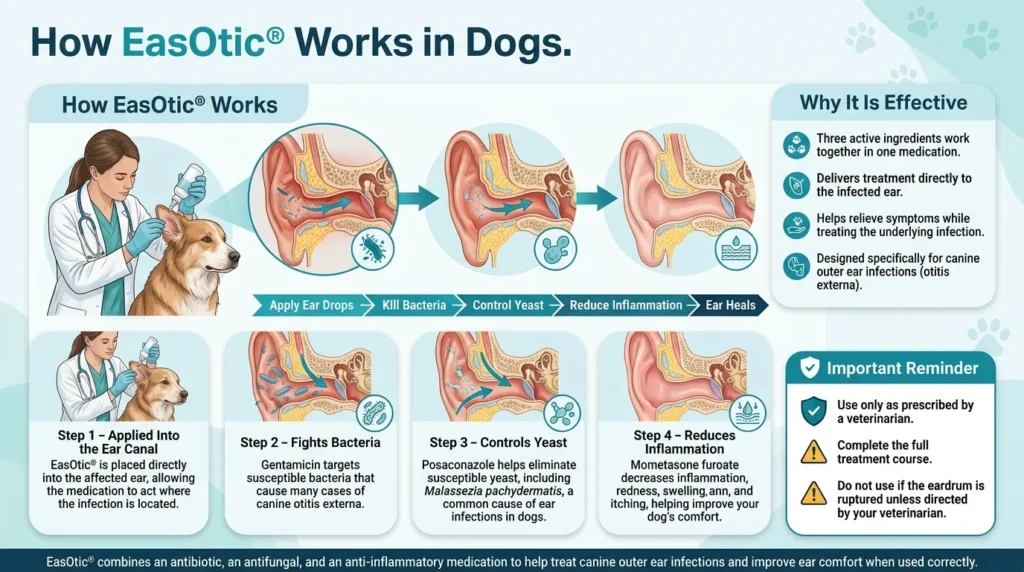 EasOtic Dosage For Dogs: Calculator, Chart & Safe Guide 2 How EasOtic® Works in Dogs