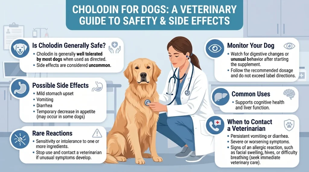 What are the possible side effects of Cholodin for dog