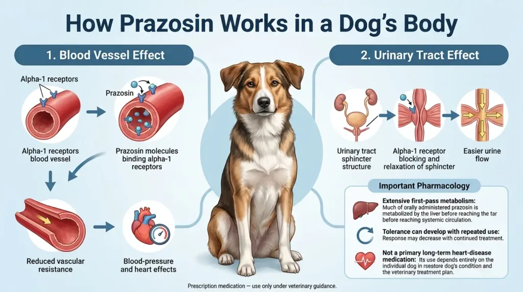 How Prazosin Works in a Dog's Body