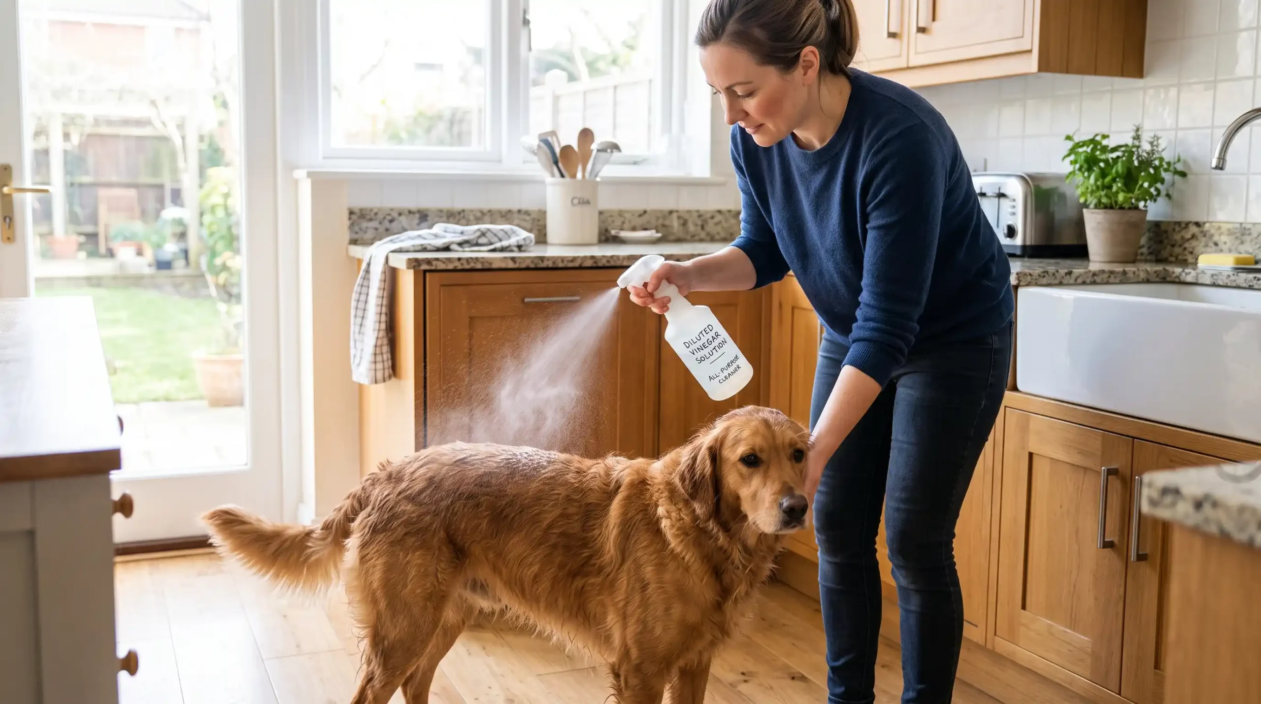 11 Dog Skin Allergy Treatment Remedies to Try at Home 8 an dog owner is Dab On Diluted Apple Cider Vinegar Spray