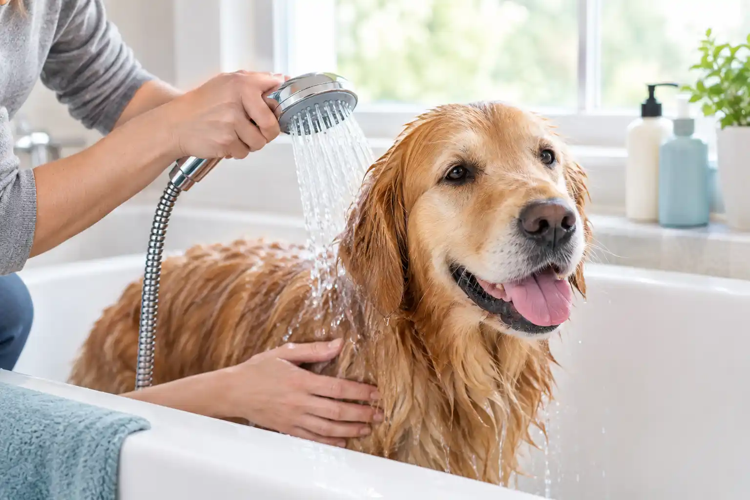 11 Dog Skin Allergy Treatment Remedies to Try at Home 5 A man is Rinsing the Itchy Area with Cool Water